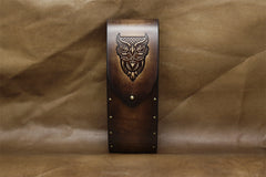 Handmade Mens Womens Tooled The All-Seeing Eye Owl Wooden Leather Glasses Case Glasses Box Glasses Holder Eyeglass Case