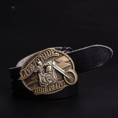 Handmade Genuine Leather Punk Rock Skull Rider Mens Cool Men Biker Trucker Leather Belt