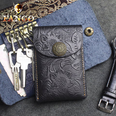 Handmade Leather Floral Mens Cool billfold Wallet Card Holder Small Card Slim Wallets for Men