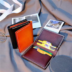 Handmade Leather Mens Cool Slim Front Pocket Card Wallet Leather Wallet Men Small Wallets  for Men