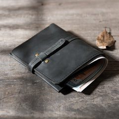 Handmade Leather Mens Cool Slim Leather Wallet Men Small Wallets Bifold for Men