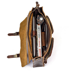 VINTAGE LEATHER MENS Large BRIEFCASEs BUSINESS BRIEFCASE Cool SHOULDER BAG HANDBAGS FOR MEN - iwalletsmen