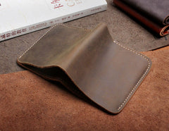Handmade Leather Mens Cool Slim Leather Wallet Men Small Wallets Bifold for Men