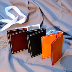 Handmade Leather Mens Cool Slim Front Pocket Card Wallet Leather Wallet Men Small Wallets  for Men