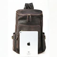 Genuine Leather Mens Cool Backpack Sling Bag Large Coffee Travel Bag Hiking Bag for men