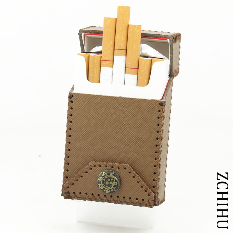 Handmade Cool Leather Mens Khaki Cigarette Holder Case Cigarette Holder for Men - iwalletsmen