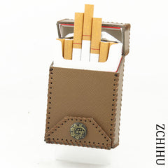 Handmade Cool Leather Mens Khaki Cigarette Holder Case Cigarette Holder for Men - iwalletsmen