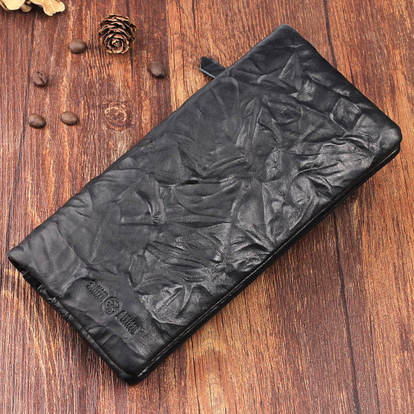 Handmade Leather Mens Cool Long Leather Wallet Bifold Clutch Wallet for Men - iwalletsmen