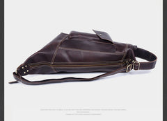 Genuine Leather Mens Cool Chest Bag Sling Bag Crossbody Bag Travel Bag Hiking Bag for men