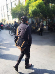 Black Green Canvas Large Messenger Bag Crossbody Bag Black Canvas Satchel Bag For Men - iwalletsmen