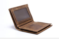 Genuine Leather Mens Cool Slim Leather Wallet Men Small Wallets Bifold for Men