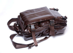 Genuine Leather Mens Cool Backpack Sling Bag Large Black Travel Bag Hiking Bag for men