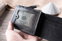 Handmade Leather Mens Cool Slim Leather Wallet Men Small Wallets Bifold for Men