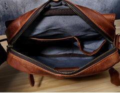 Genuine Leather Mens Cool Messenger Bag Small Bag Chest Bag Bike Bag Cycling Bag for men
