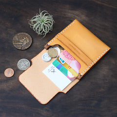 Handmade Wooden Brown Leather Cool Mens Wallet Small Card Holder Coin Wallet for Men - iwalletsmen