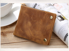 Handmade Leather Mens Cool Slim Leather Wallet Card Wallet Men Small Wallets Bifold for Men
