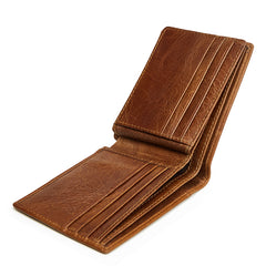 Genuine Leather Mens Wallet Cool billfold Slim Bifold Wallet Card Coin Holder Wallet Purse for Mens - iwalletsmen