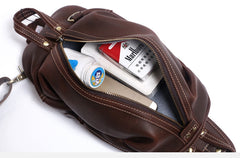 Handmade Leather Mens Cool Chest Bag Sling Bag Crossbody Bag Travel Bag Hiking Bag for men