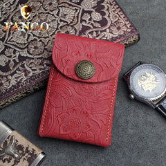 Handmade Leather Floral Mens Cool billfold Wallet Card Holder Small Card Slim Wallets for Men