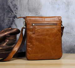 Genuine Leather Mens Cool Small Messenger Bag Square Bag Chest Bag Bike Bag Cycling Bag for men