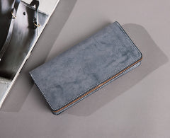Handmade Leather Mens Clutch Wallet Cool Leather Wallet Long Phone Wallets for Men