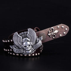 Handmade Genuine Leather Punk Rock Western Country Skull Mens Cool Men Biker Trucker Leather Belt
