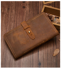 Handmade Leather Mens Travel Wallet Passport Leather Wallet billfold Slim Wallets for Men