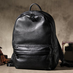 Mens Cool Leather Backpack Black Travel Bag School Bag for Men