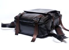 Genuine Leather Mens Cool Backpack Sling Bag Large Black Travel Bag Hiking Bag for men