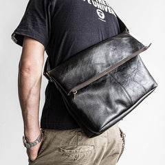 Genuine Leather Mens Cool Messenger Bag iPad Bag Chest Bag Bike Bag Cycling Bag for men - iwalletsmen