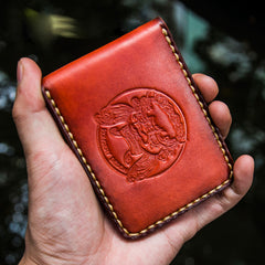 Handmade Leather License Wallet Tooled Mens billfold Wallet Cool Leather Wallet Slim Wallet for Men