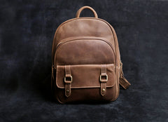 Genuine Leather Mens Cool Backpack Sling Bag Large Black Travel Bag Hiking Bag for men