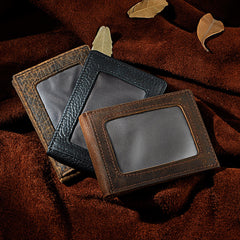 Handmade Leather Mens Cool Slim Leather Wallet Card Wallet Holders Men Small Wallets Bifold for Men