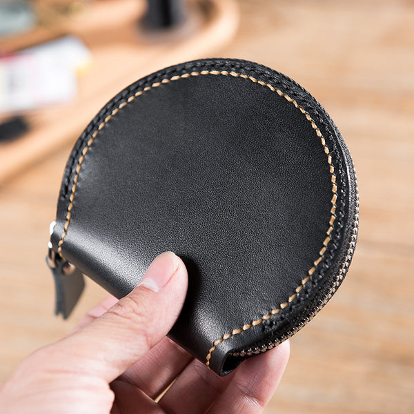 Handmade Leather Mens Cool Change Coin Wallet Coin Holder Coin Pouch Case for Men