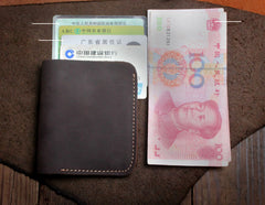 Handmade Leather Mens Cool Slim Leather Wallet Men Small Wallets Bifold for Men