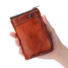 Handmade Mens Cool billfold Leather Wallet Men Small Wallets Bifold for Men