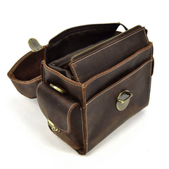 Handmade Leather Mens Cool Small Messenger Bag SLR Camera Case Bag Cycling Bag for men