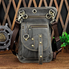 LEATHER MEN FANNY PACK SMALL WAIST BAG HIP PACK BELT BAG BUMBAG FOR MEN - iwalletsmen