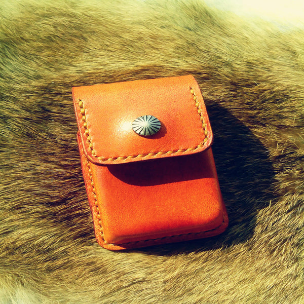 Cool Mens Brown Leather Zippo Lighter Cases with Loop Zippo lighter Holder with clips - iwalletsmen