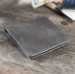 Handmade Leather Mens Cool Slim Leather Wallet Men Small Wallets Bifold for Men