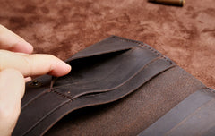Handmade Leather Mens Cool Long Leather Wallet Clutch Wristlet Wallet for Men