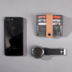 Handmade Leather Mens Cool billfold Wallet Card Holder Small Card Slim Wallets for Men