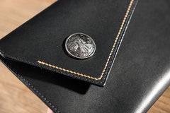 Handmade Leather Mens Clutch Cool Slim Wallet Envelope Clutch Wallet for Men