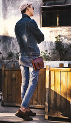 Cool Leather Mens large Biker Belt Pouch Waist Bag Side Bag Shoulder Bag for Men - iwalletsmen