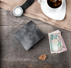 Handmade Leather Mens Cool Slim Leather Wallet Men Small Wallets Bifold for Men