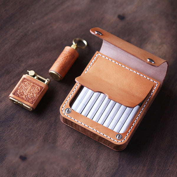 Handmade Wooden Cigarette Case 20pcs Leather Cigarette Case Leather Case of Cigarettes