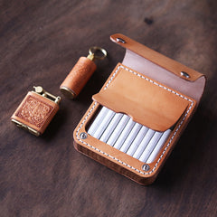 Handmade Wooden Black Leather Mens 20pcs Cigarette Case Cool Custom Cigarette Holder for Men - iwalletsmen