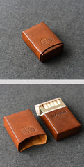 Handmade Brown Leather Mens 20pcs Cigarette Case Cool Custom Cigarette Case for Men - iwalletsmen