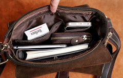 Handmade Leather Mens Cool Messenger Bag Square Bag Chest Bag Bike Bag Cycling Bag for men
