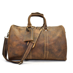 Genuine Leather Mens Cool Weekender Bag Travel Bag Duffle Bags Overnight Bag Holdall Bag for men